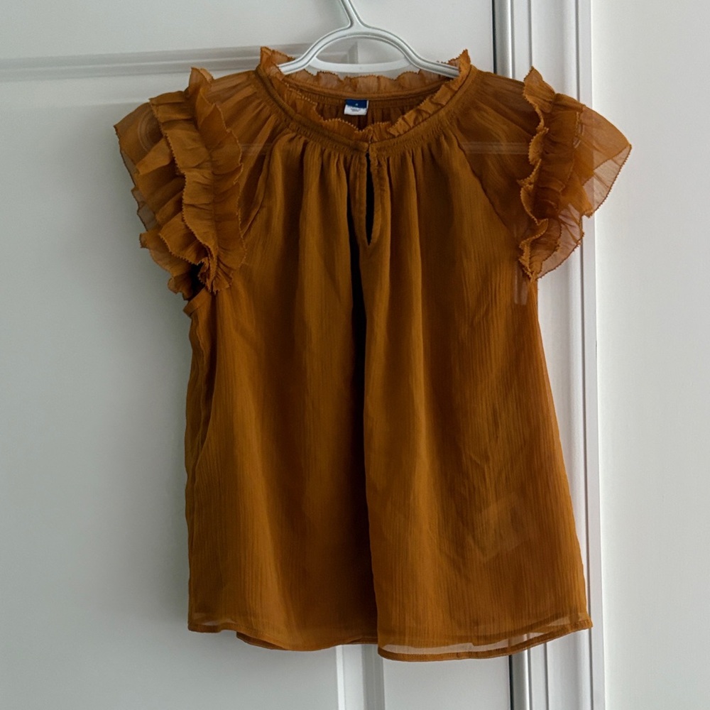 Old Navy Women's Ruffled Sleeve Blouse - Mustard